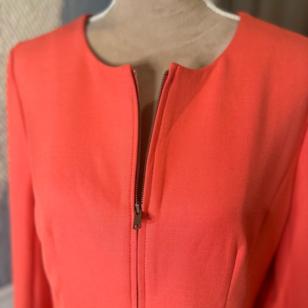NWT Loft Coral Zip Up Heavy Knit Blazer with Peplum Detail - Picture 5 of 11